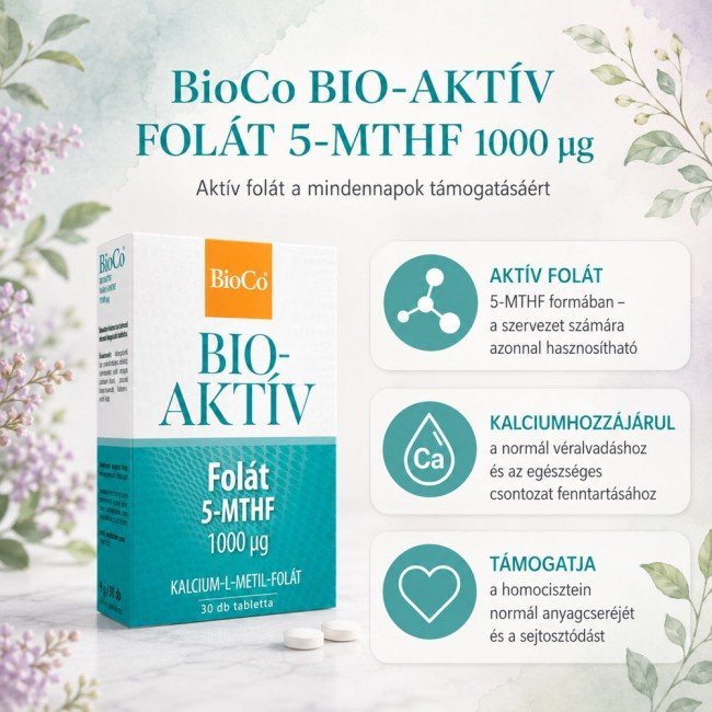 Bioco folát 5-mthf 1000mg bioaktív tabletta 30db Bioco folát 5-mthf 1000mg bioaktív tabletta 30db
