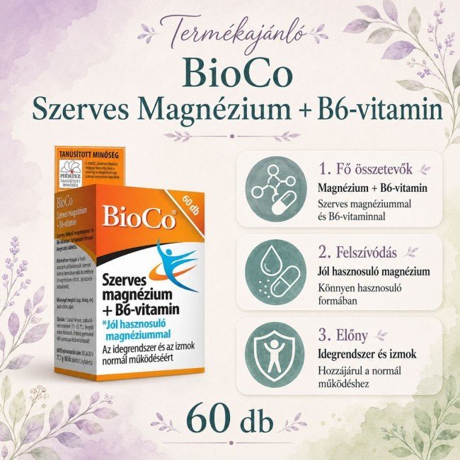 Bioco szerves magnézium + b6 tabletta 60db