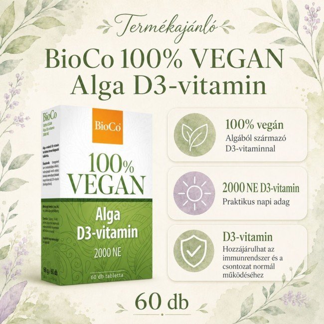 Bioco vegán alga d3-vitamin 2000ne tabletta 60db Bioco vegán alga d3-vitamin 2000ne tabletta 60db