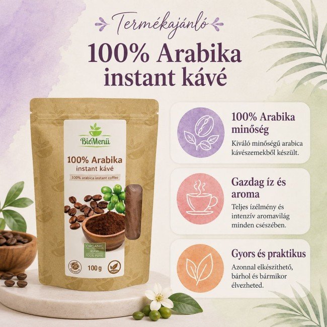 Biomenű bio 100% arabica instant kávé 100g