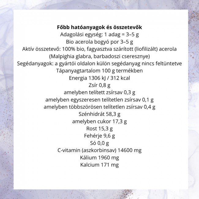 BioMenü BIO ACEROLA bogyó por 60g BioMenü BIO ACEROLA bogyó por 60g