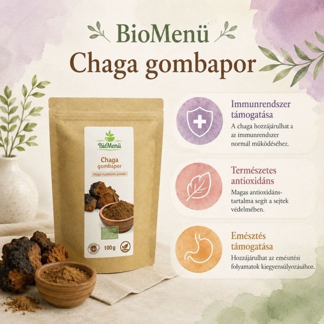 Biomenü bio chaga gombapor 100g Biomenü bio chaga gombapor 100g