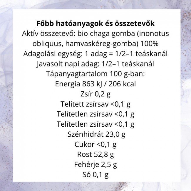 Biomenü bio chaga gombapor 100g Biomenü bio chaga gombapor 100g