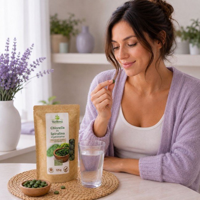 Biomenü bio chlorella-spirulina tabletta 125g Biomenü bio chlorella-spirulina tabletta 125g
