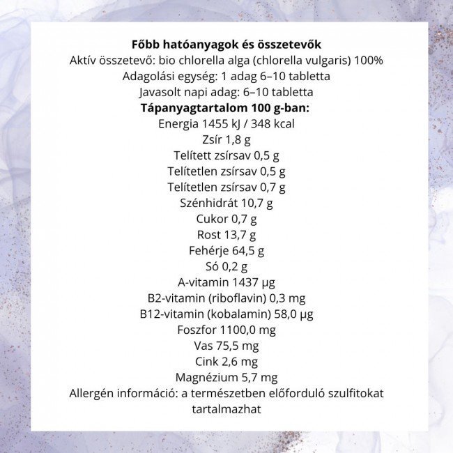 Biomenü bio chlorella tabletta 250g Biomenü bio chlorella tabletta 250g