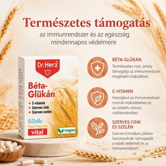 Dr.herz béta-glükán+szerves cink, szelén+c-vitamin vegán kapszula 60db