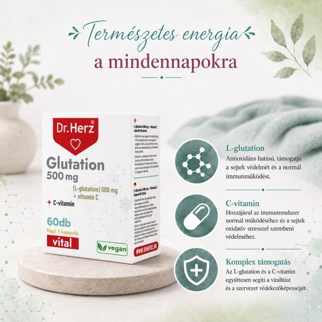 Dr.Herz glutation 500 mg + c-vitamin kapszula 60db Dr.Herz glutation 500 mg + c-vitamin kapszula 60db