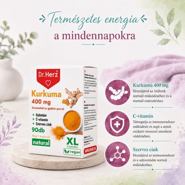 Dr.Herz kurkuma+gyömér+c-vitamin kapszula 90db
