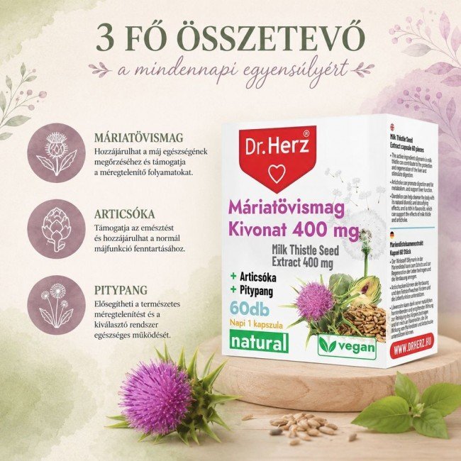 Dr.herz Máriatövismag Kivonat 400 mg kapszula 60db Dr.herz Máriatövismag Kivonat 400 mg kapszula 60db