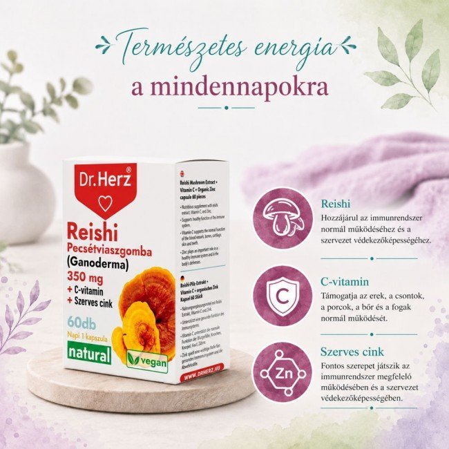 Dr.herz reishi 350mg+c-vitamin+szerves cink kapszula 60db Dr.herz reishi 350mg+c-vitamin+szerves cink kapszula 60db