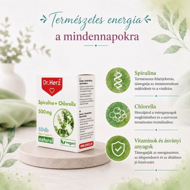 Dr.Herz spirulina + chlorella kapszula 500 mg 60db Dr.Herz spirulina + chlorella kapszula 500 mg 60db