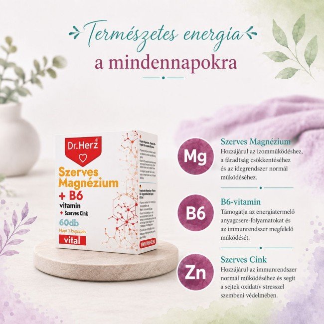 Dr.herz szerves magnézium+b6+szerves cink kapszula 60db Dr.herz szerves magnézium+b6+szerves cink kapszula 60db