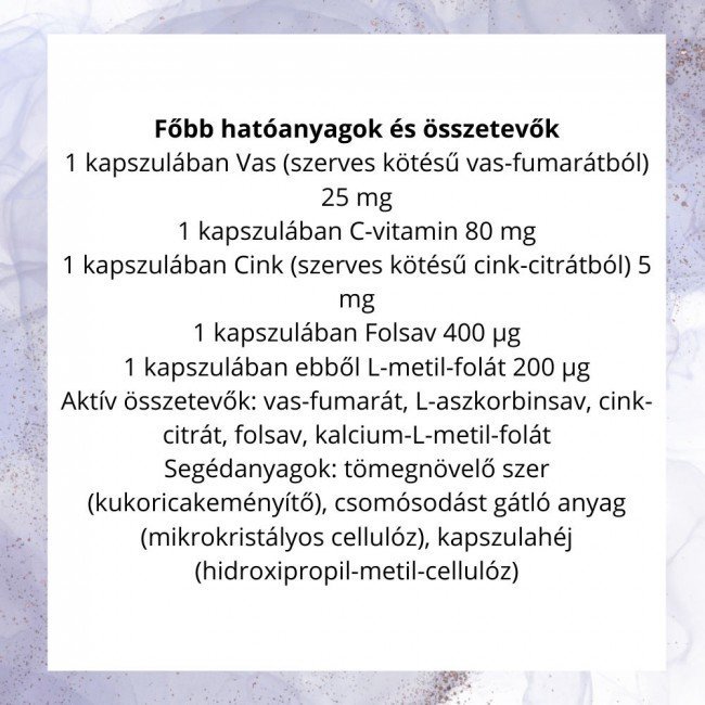 Dr.herz szerves vas komplex+c-vitamin+szerves cink+folát kapszula 60db Dr.herz szerves vas komplex+c-vitamin+szerves cink+folát kapszula 60db