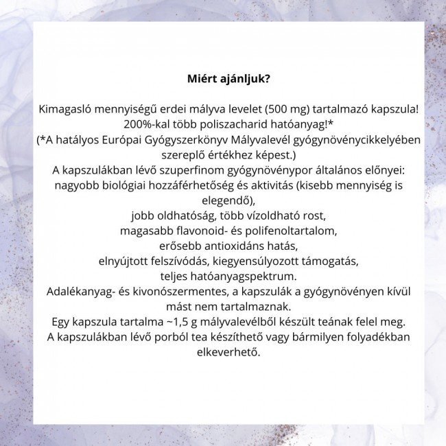 Javallat erdei mályva levél kapszula 60db Javallat erdei mályva levél kapszula 60db
