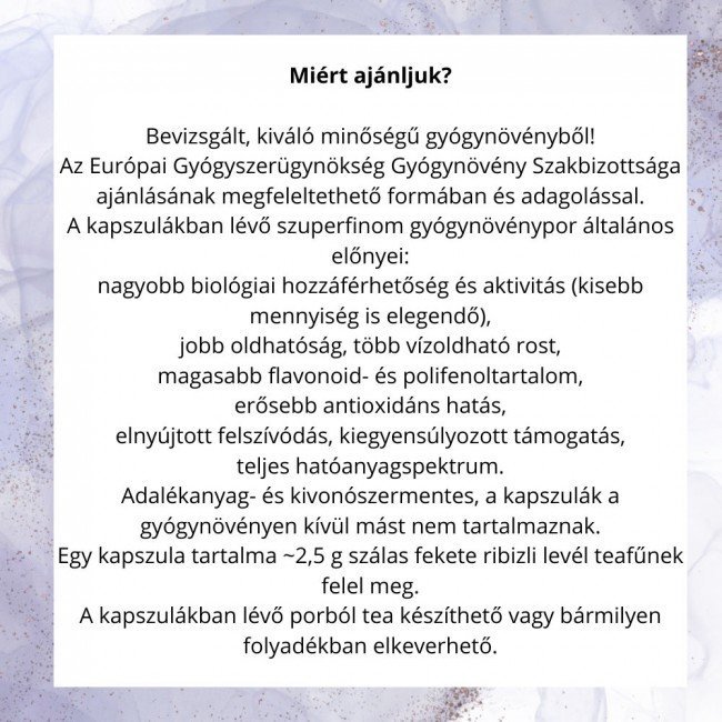 Javallat Fekete ribizli levél kapszula 60db Javallat Fekete ribizli levél kapszula 60db