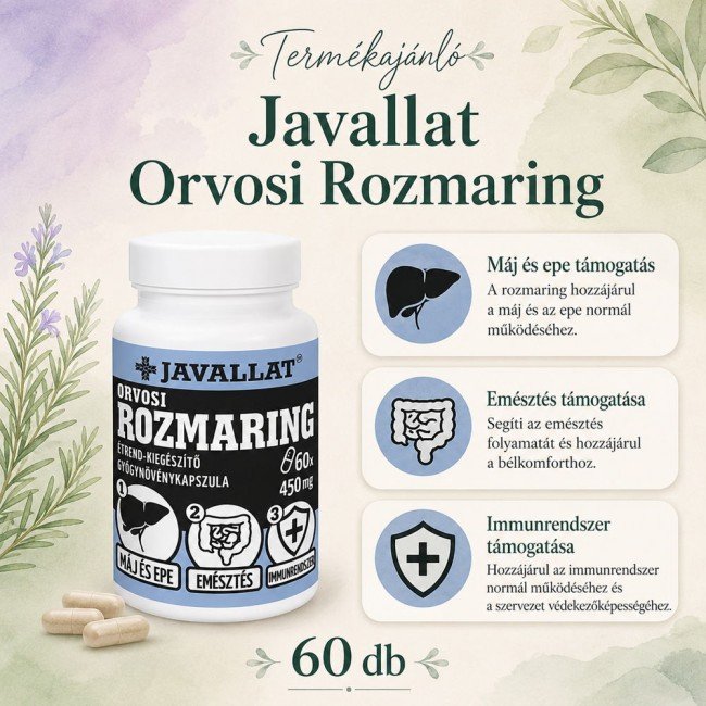 Javallat orvosi rozmaring kapszula 60db Javallat orvosi rozmaring kapszula 60db