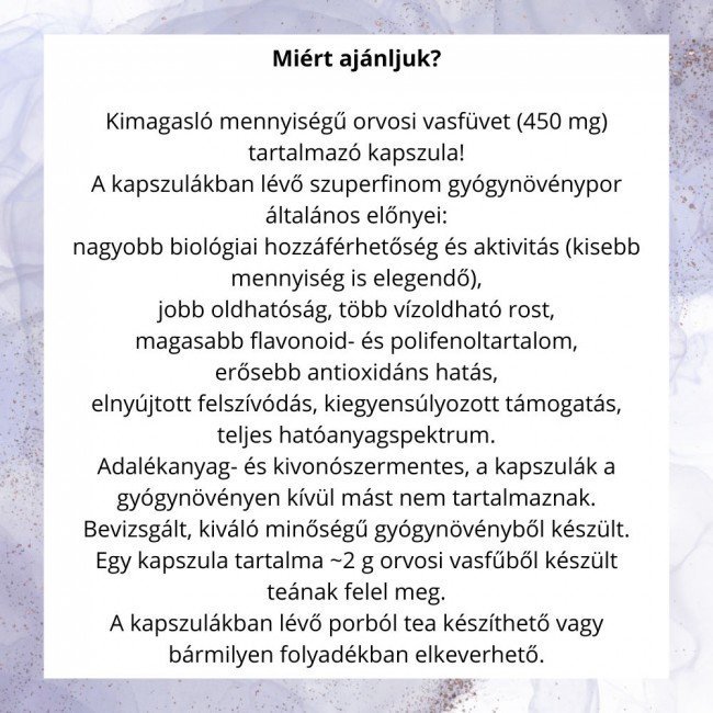 Javallat orvosi vasfű kapszula 60db Javallat orvosi vasfű kapszula 60db