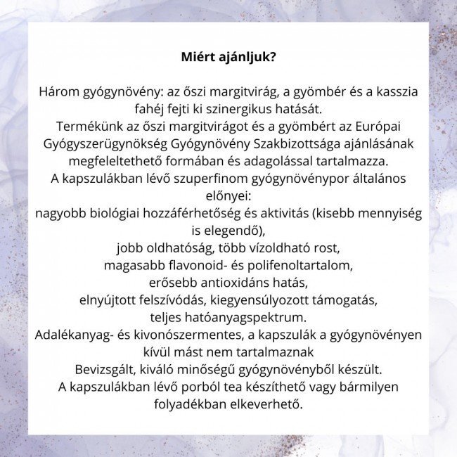 Javallat Őszi margitvirág gyömbérrel és kasszia fahéjjal kapszula 60db