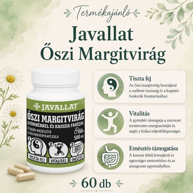 Javallat Őszi margitvirág gyömbérrel és kasszia fahéjjal kapszula 60db
