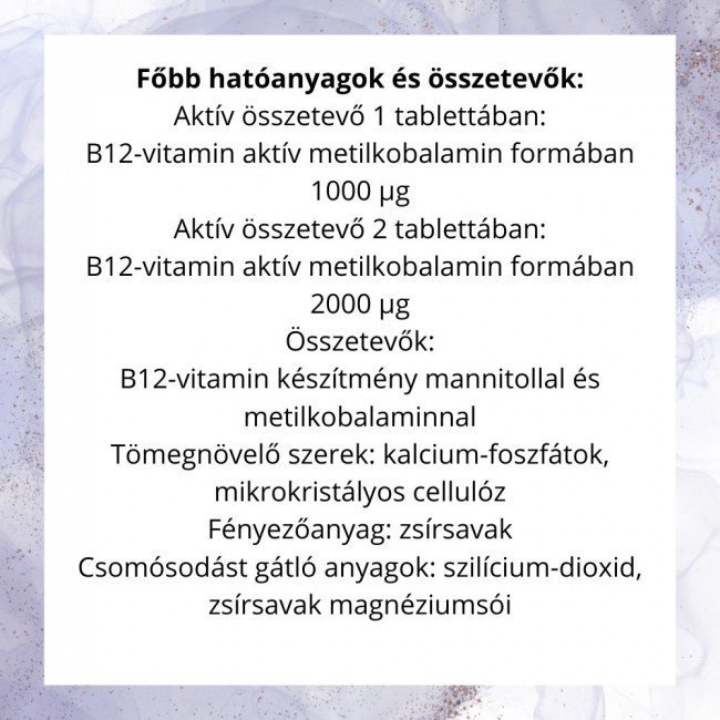 JutaVit B12-vitamin 1000µg Aktív Metilkobalamin 30db JutaVit B12-vitamin 1000µg Aktív Metilkobalamin 30db