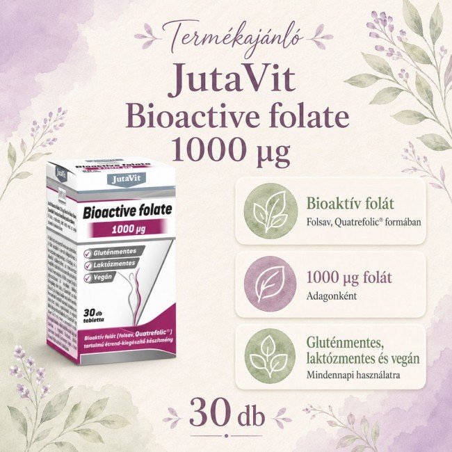 JutaVit Bioaktív Folát 1000µg tabletta 30db JutaVit Bioaktív Folát 1000µg tabletta 30db
