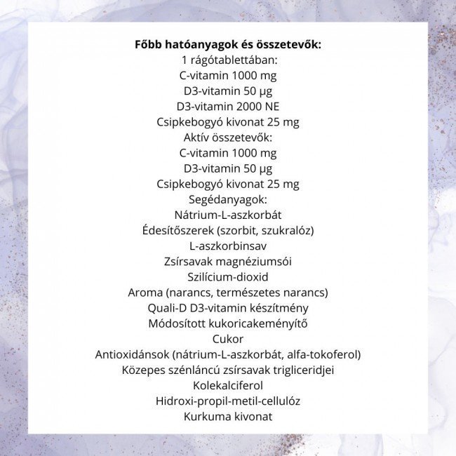 Jutavit c-vitamin 1000mg forte rágótabletta+d3+csipkebogyó kivonat 60db Jutavit c-vitamin 1000mg forte rágótabletta+d3+csipkebogyó kivonat 60db