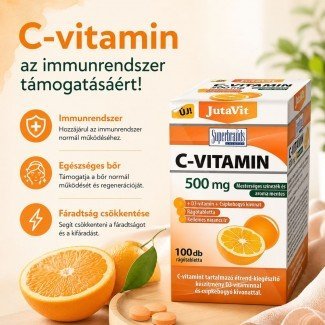 JutaVit C-vitamin 500mg rágótabletta+D3+csipkebogyó kivonat narancs íz 100db