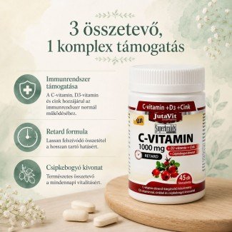 JutaVit C-vitamin 1000mg retard + csipkebogyó kivonat +D3+Cink vitamin tabletta 45db