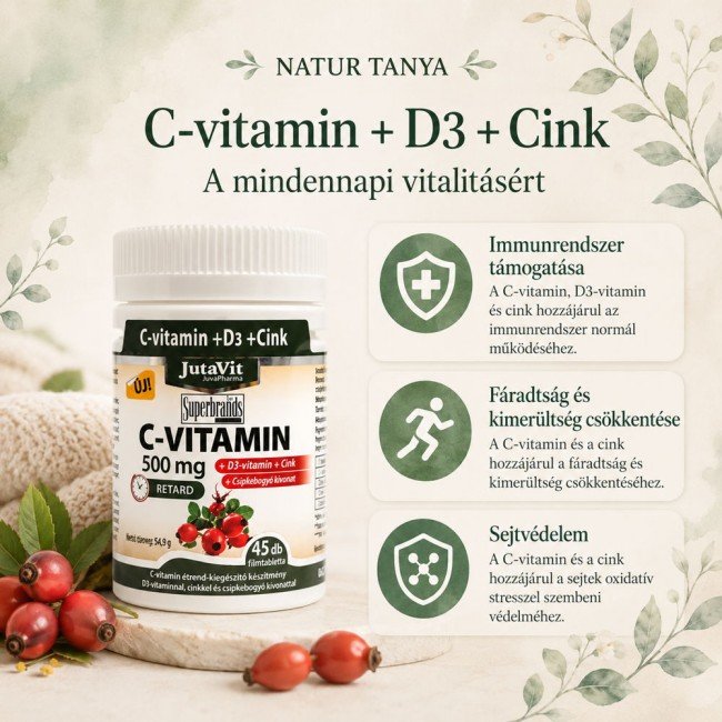 Jutavit c-vitamin+d3 500 mg tabletta 45db Jutavit c-vitamin+d3 500 mg tabletta 45db