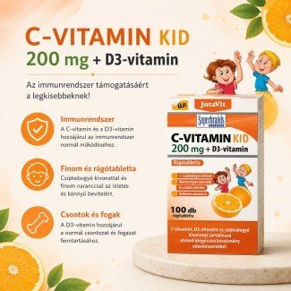 JutaVit C-vitamin 200mg+D3 narancs ízű rágótabletta kapszula 100db