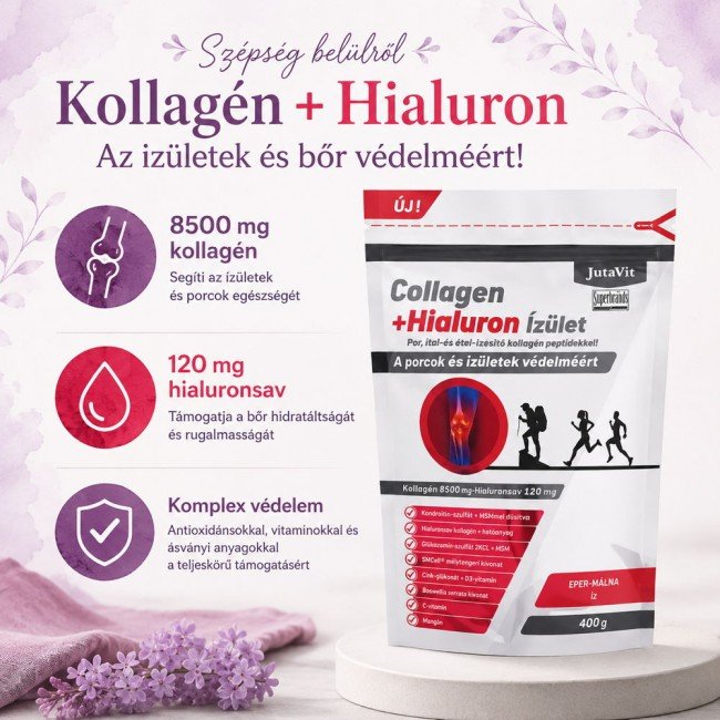 Jutavit Collagen + Hialuron ízület eper-málna 400g
