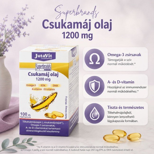 Jutavit csukamáj olaj kapszula 100db Jutavit csukamáj olaj kapszula 100db