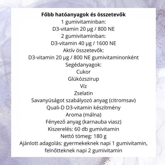 Jutavit d3 gumivitamin málna ízű 60db Jutavit d3 gumivitamin málna ízű 60db