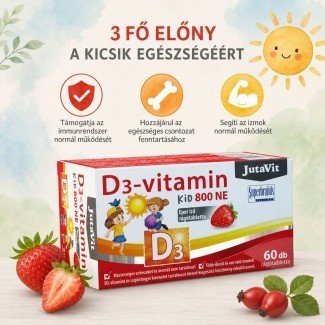JutaVit D3-vitamin 800-NE KID eper ízű rágótabletta 60db