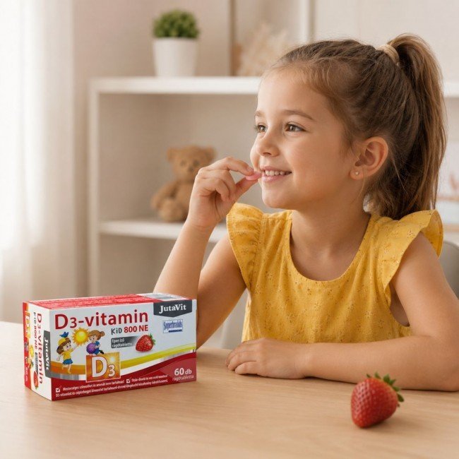 Jutavit d3 800NE rágótabletta eper ízű 60db Jutavit d3 800NE rágótabletta eper ízű 60db
