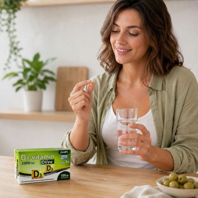 JutaVit D3-vitamin 2000NE Oliva lágykapszula 100db JutaVit D3-vitamin 2000NE Oliva lágykapszula 100db