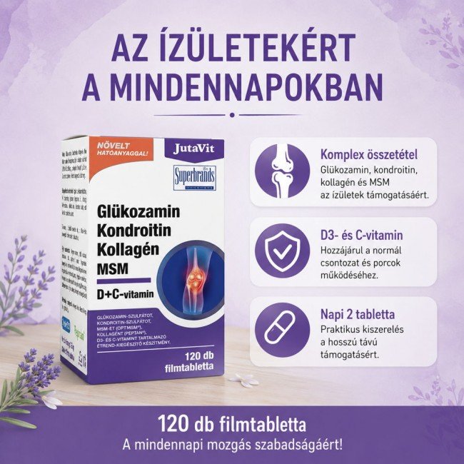 Jutavit glükozamin+kondroitin+kollagén+msm tabletta 120db Jutavit glükozamin+kondroitin+kollagén+msm tabletta 120db