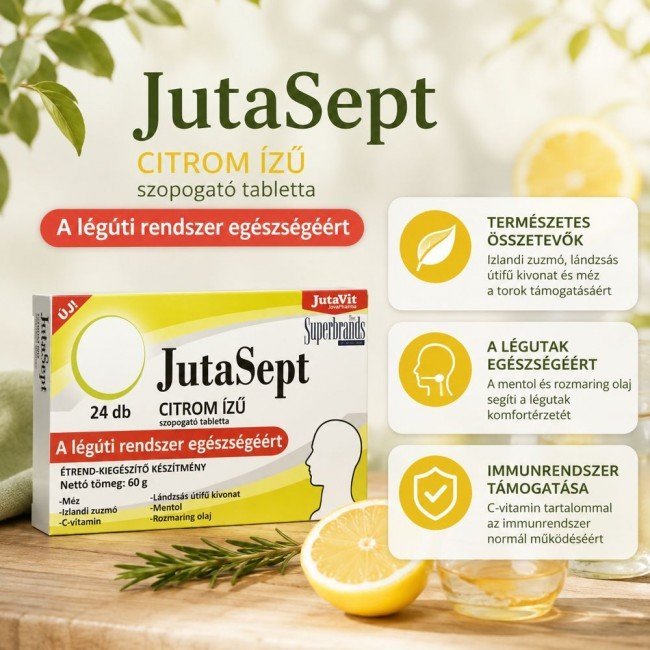 Jutavit Jutasept Szopogató Tabletta Citrom 24 db Jutavit Jutasept Szopogató Tabletta Citrom 24 db