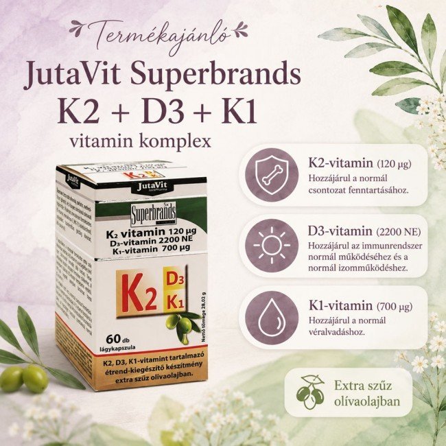 Jutavit k2+d3+k1 vitamin lágykapszula 60db Jutavit k2+d3+k1 vitamin lágykapszula 60db