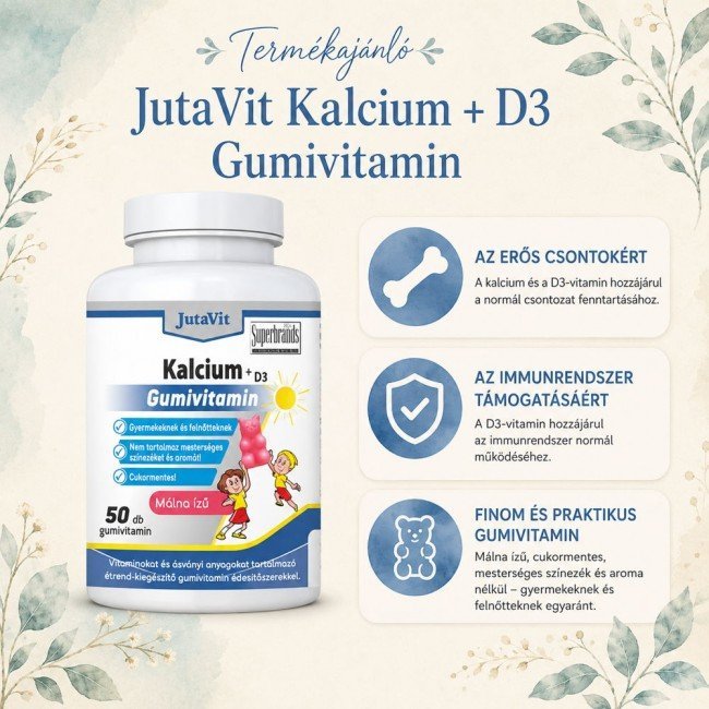Jutavit kalcium+d3 gumivitamin málna 50db Jutavit kalcium+d3 gumivitamin málna 50db