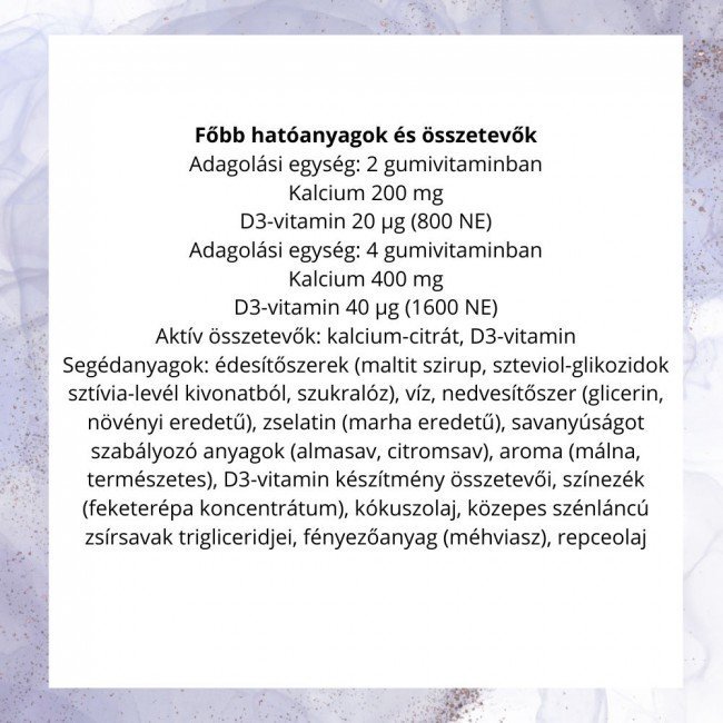 Jutavit kalcium+d3 gumivitamin málna 50db Jutavit kalcium+d3 gumivitamin málna 50db