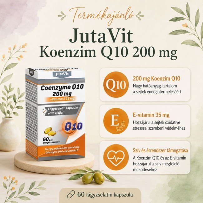 Jutavit Coenzyme Q10 200 mg + Vitamin E kapszula 60db Jutavit Coenzyme Q10 200 mg + Vitamin E kapszula 60db