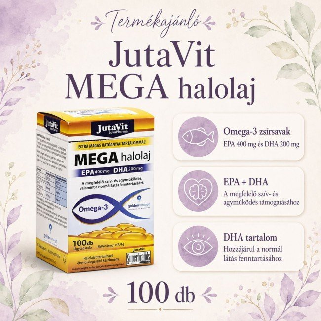 Jutavit mega halolaj omega-3 lágykapszula 100db Jutavit mega halolaj omega-3 lágykapszula 100db