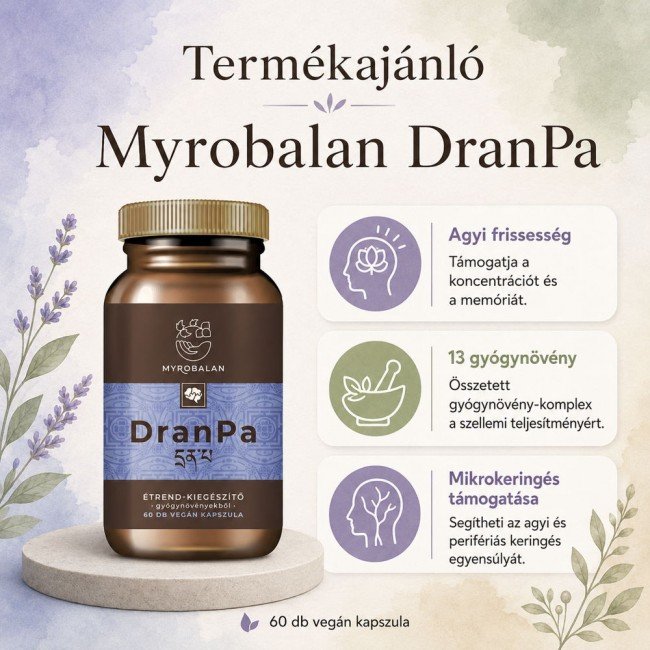 Myrobalan dranpa agyserkentő és memóriajavító gyógynövény-komplex vegán kapszula 60db
