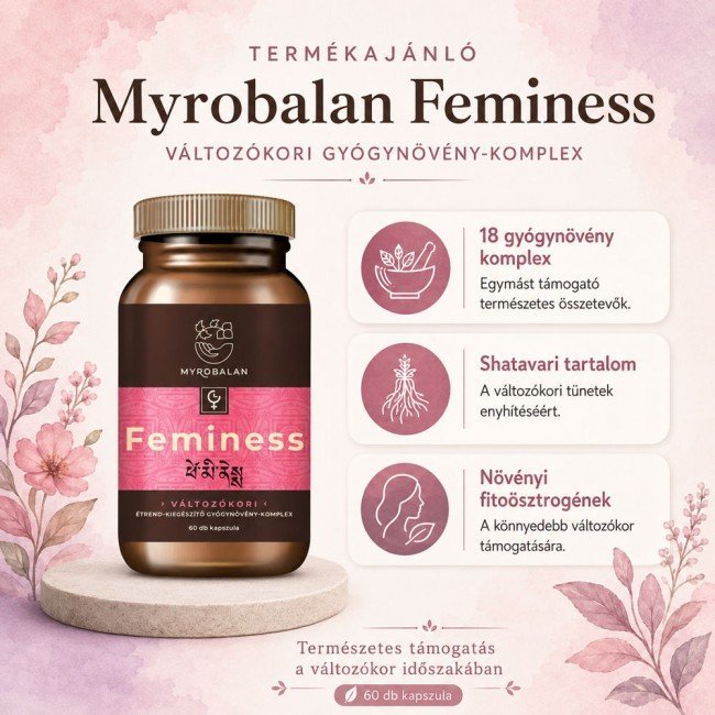 Myrobalan feminess könnyed változókor gyógynövény-komplex vegán kapszula 60db Myrobalan feminess könnyed változókor gyógynövény-komplex vegán kapszula 60db