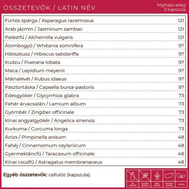 Myrobalan feminess könnyed változókor gyógynövény-komplex vegán kapszula 60db Myrobalan feminess könnyed változókor gyógynövény-komplex vegán kapszula 60db