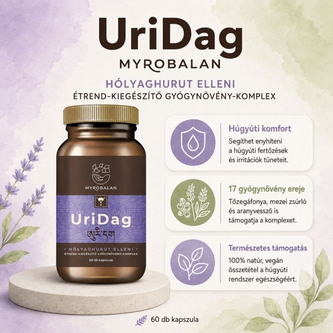 Myrobalan uridag hólyaghurut és húgyúti fertőzések elleni gyógynövény-komplex vegán kapszula 60db Myrobalan uridag hólyaghurut és húgyúti fertőzések elleni gyógynövény-komplex vegán kapszula 60db