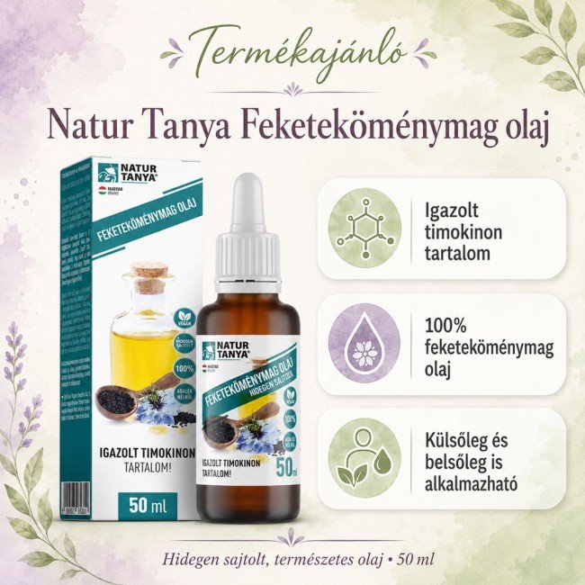 Natur Tanya 100% feketeköménymag olaj hidegsajtolással külsőleg, belsőleg 50ml