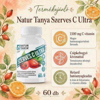 Natur Tanya SZERVES C ULTRA 1500mg Retard C-vitamin csipkebogyó kivonattal 60db