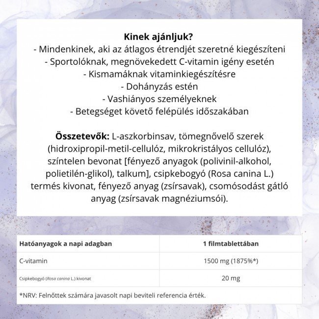 Natur Tanya SZERVES C ULTRA 1500mg Retard C-vitamin csipkebogyó kivonattal 60db